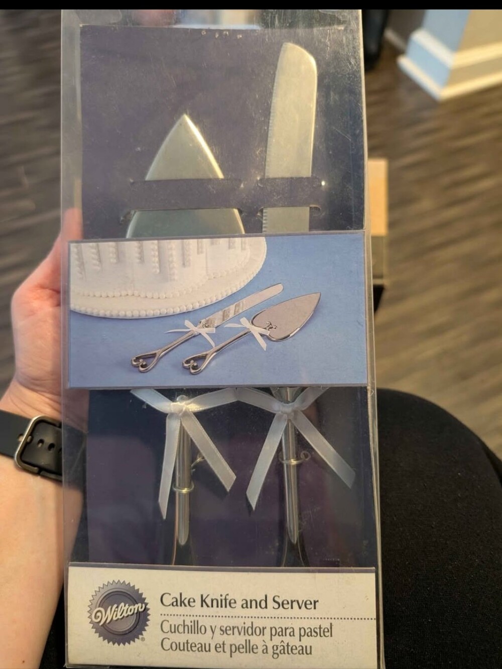 Wilton Silver-tone Cake Knife and Server Set with Ribbon Accents